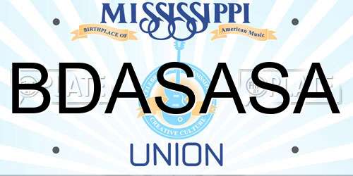 BDASASA Mississippi License Plate