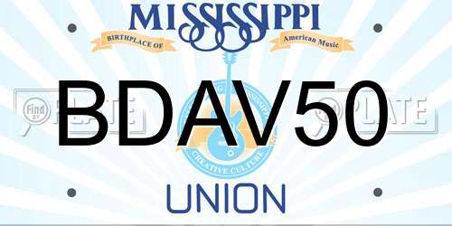 BDAV50 Mississippi License Plate
