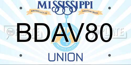 BDAV80 Mississippi License Plate