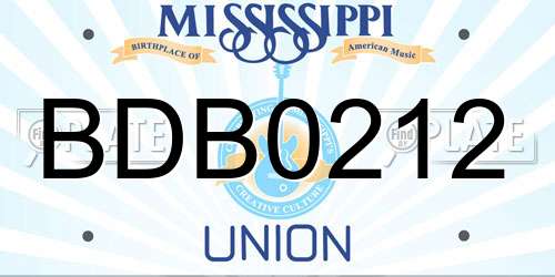 BDB0212 Mississippi License Plate