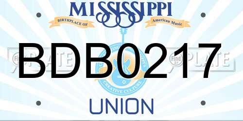 BDB0217 Mississippi License Plate