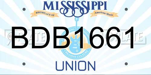 BDB1661 Mississippi License Plate