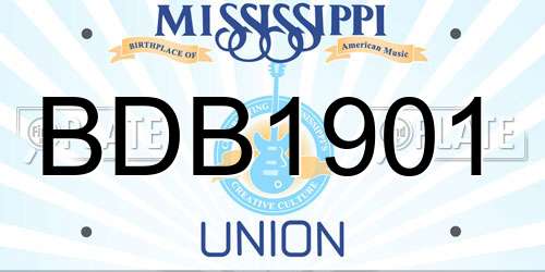BDB1901 Mississippi License Plate