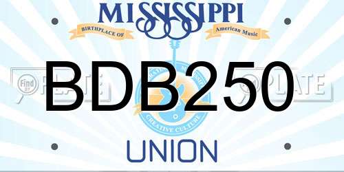 BDB250 Mississippi License Plate