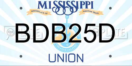 BDB25D Mississippi License Plate