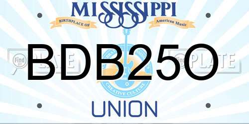 BDB25O Mississippi License Plate