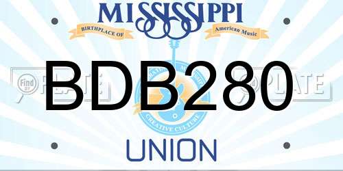 BDB280 Mississippi License Plate