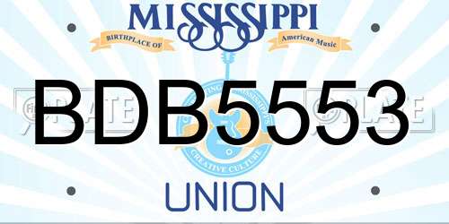 BDB5553 Mississippi License Plate