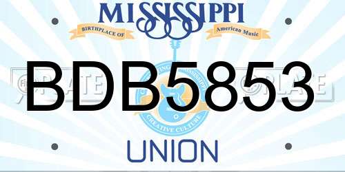 BDB5853 Mississippi License Plate