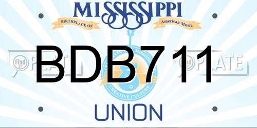 BDB711 Mississippi License Plate