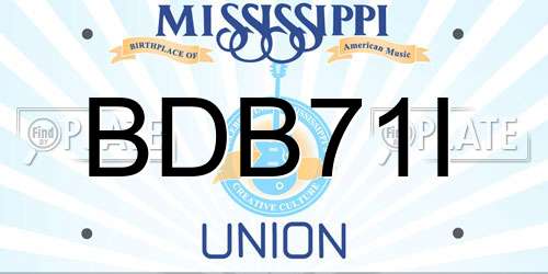 BDB71I Mississippi License Plate