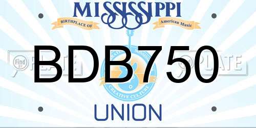 BDB750 Mississippi License Plate