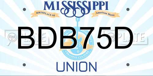BDB75D Mississippi License Plate