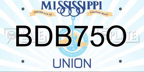 BDB75O Mississippi License Plate