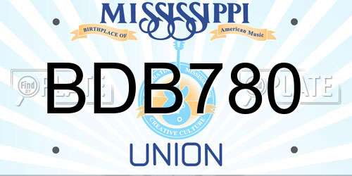 BDB780 Mississippi License Plate