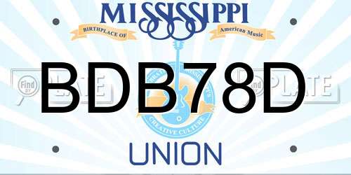 BDB78D Mississippi License Plate