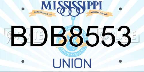 BDB8553 Mississippi License Plate