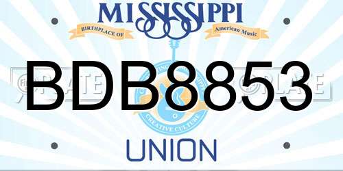 BDB8853 Mississippi License Plate