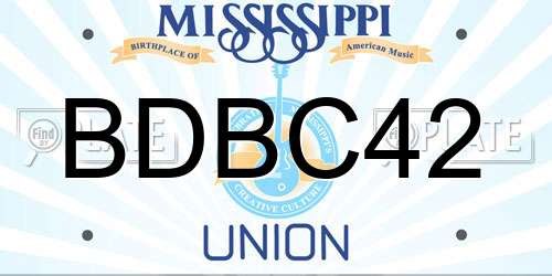 BDBC42 Mississippi License Plate