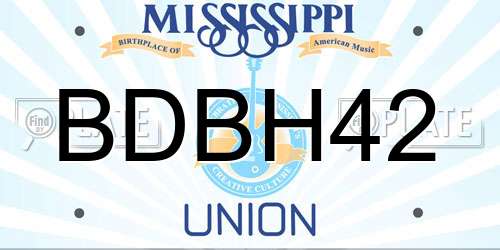 BDBH42 Mississippi License Plate
