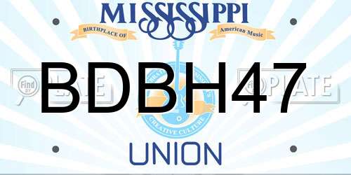 BDBH47 Mississippi License Plate