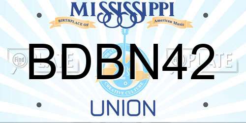 BDBN42 Mississippi License Plate