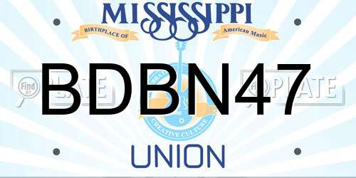 BDBN47 Mississippi License Plate
