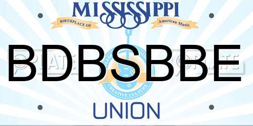 BDBSBBE Mississippi License Plate