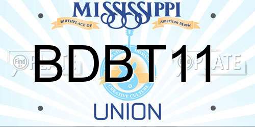 BDBT11 Mississippi License Plate