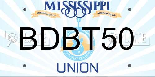 BDBT50 Mississippi License Plate