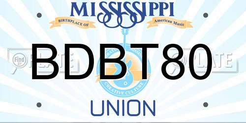 BDBT80 Mississippi License Plate