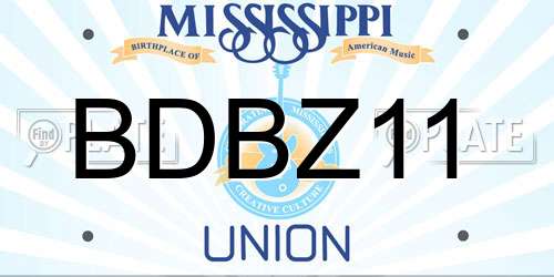 BDBZ11 Mississippi License Plate