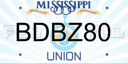 BDBZ80 Mississippi License Plate