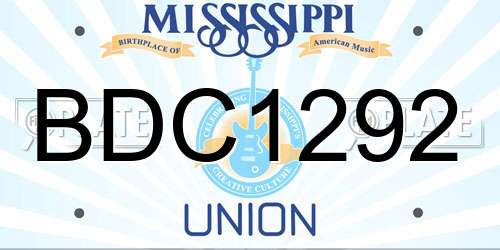 BDC1292 Mississippi License Plate