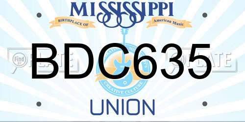 BDC635 Mississippi License Plate