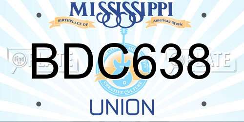 BDC638 Mississippi License Plate