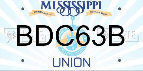 BDC63B Mississippi License Plate