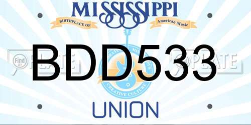 BDD533 Mississippi License Plate