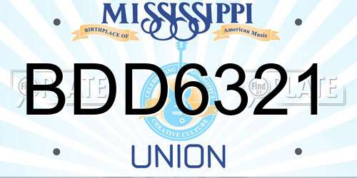 BDD6321 Mississippi License Plate