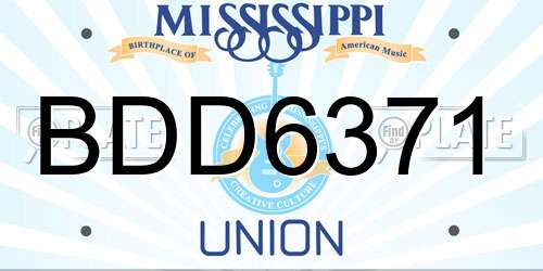 BDD6371 Mississippi License Plate