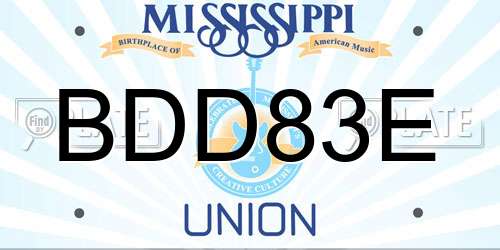 BDD83E Mississippi License Plate