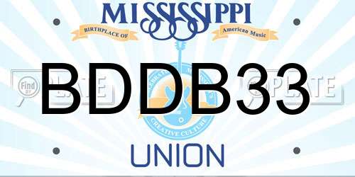 BDDB33 Mississippi License Plate