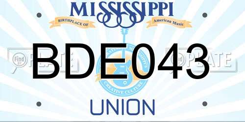 BDE043 Mississippi License Plate