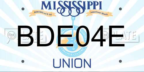 BDE04E Mississippi License Plate