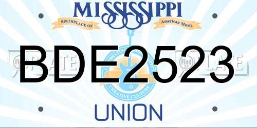BDE2523 Mississippi License Plate
