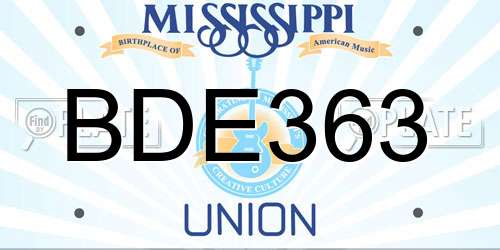 BDE363 Mississippi License Plate