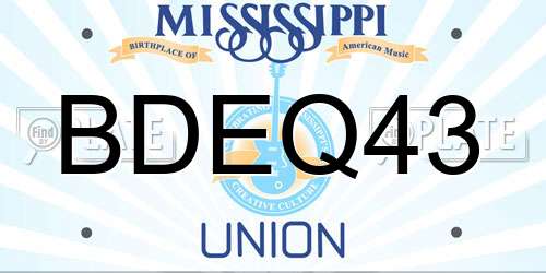 BDEQ43 Mississippi License Plate