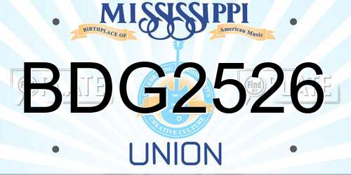 BDG2526 Mississippi License Plate