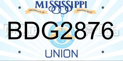 BDG2876 Mississippi License Plate