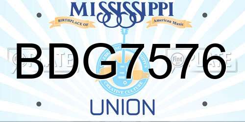 BDG7576 Mississippi License Plate